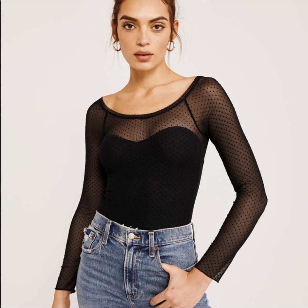 Abercrombie long sleeve mesh bodysuit